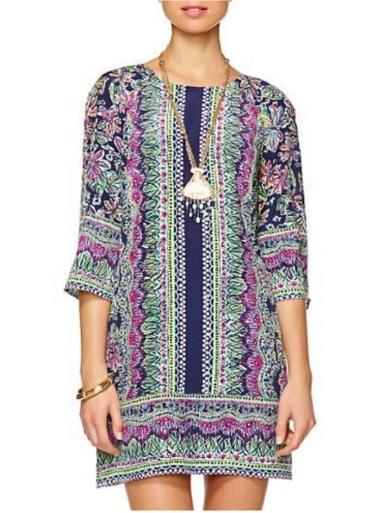 Lilly Pulitzer Dresses & Skirts - Lilly Pulitzer Silk Rylee 3/4 Sleeve Shift Dress Floral Size 2 Resort